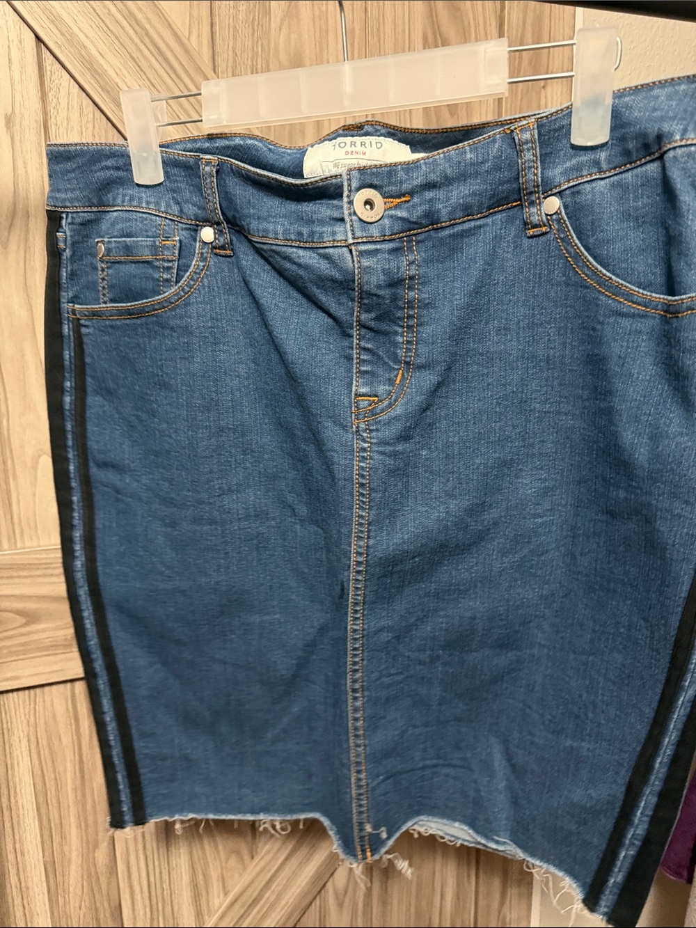 Tour of denim mini skirt, size 14